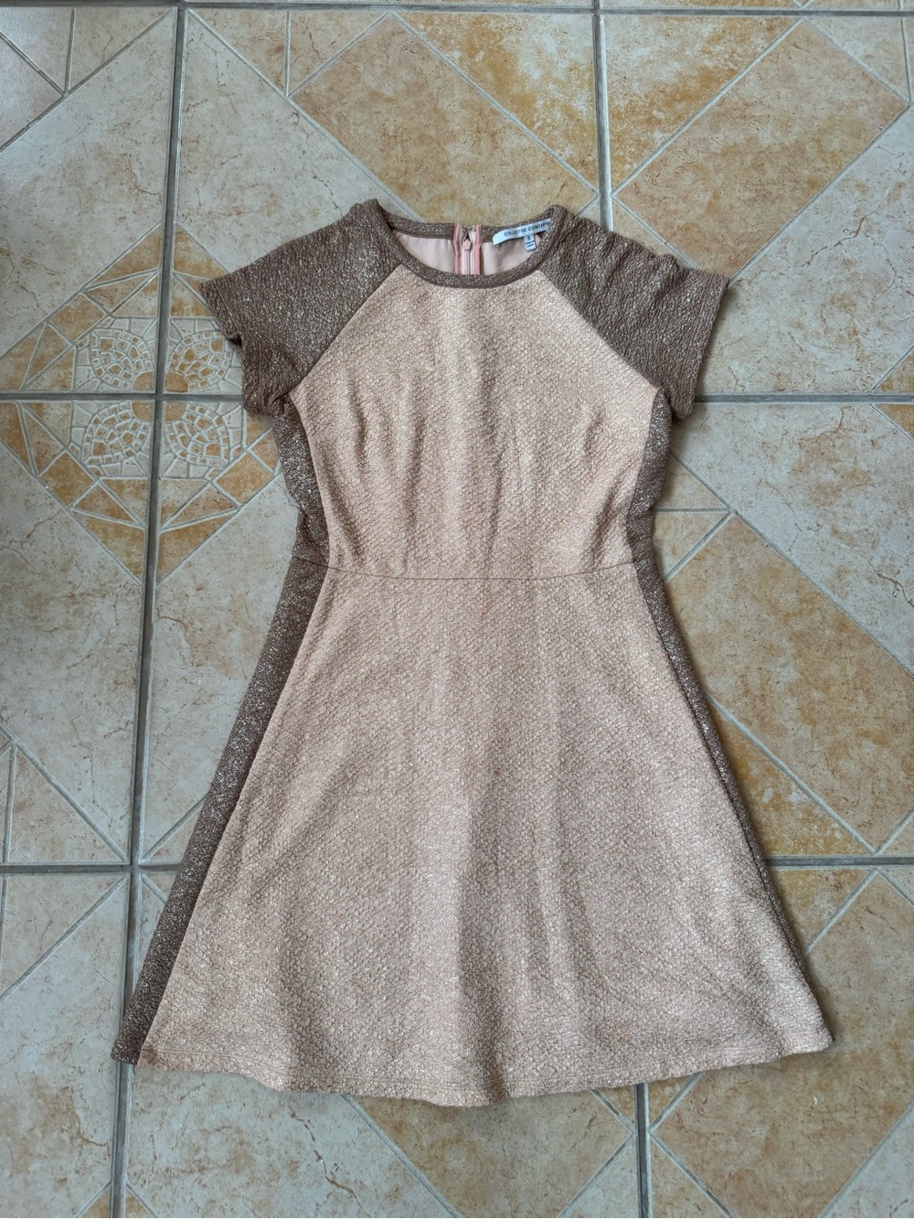 Collective Concepts Rose Gold and Bronze Fit & Flare Mini Dress